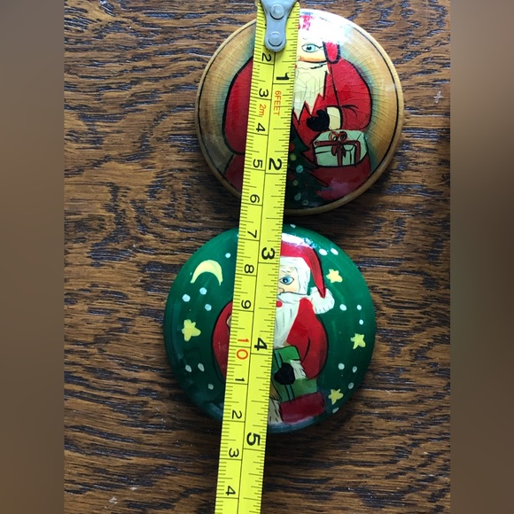 Vintage Wood Trinket Boxes Santa Set of 2 - Picture 4 of 9